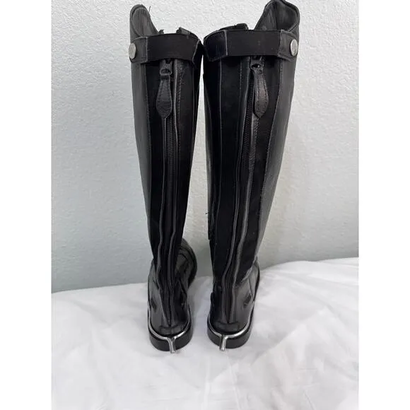 TuffRider Black Leather Tall Equestrian Boots Zipper Lace-Up Horse English