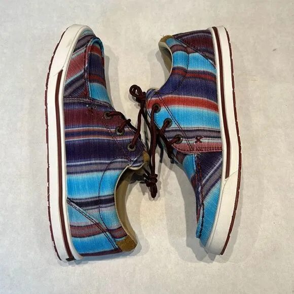 Twisted X Hooey Loper Shoes Sz 6 Blue Multi Slip On Lace Up Western Southwest
