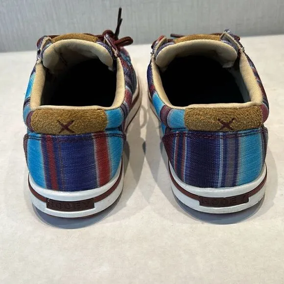 Twisted X Hooey Loper Shoes Sz 6 Blue Multi Slip On Lace Up Western Southwest