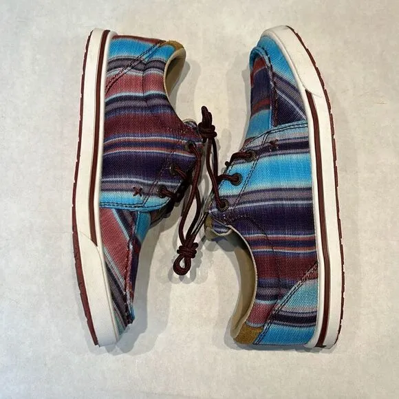 Twisted X Hooey Loper Shoes Sz 6 Blue Multi Slip On Lace Up Western Southwest