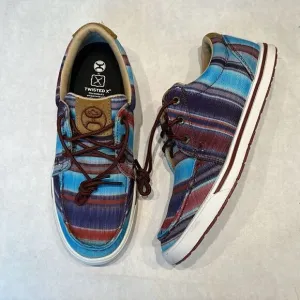 Twisted X Hooey Loper Shoes Sz 6 Blue Multi Slip On Lace Up Western Southwest