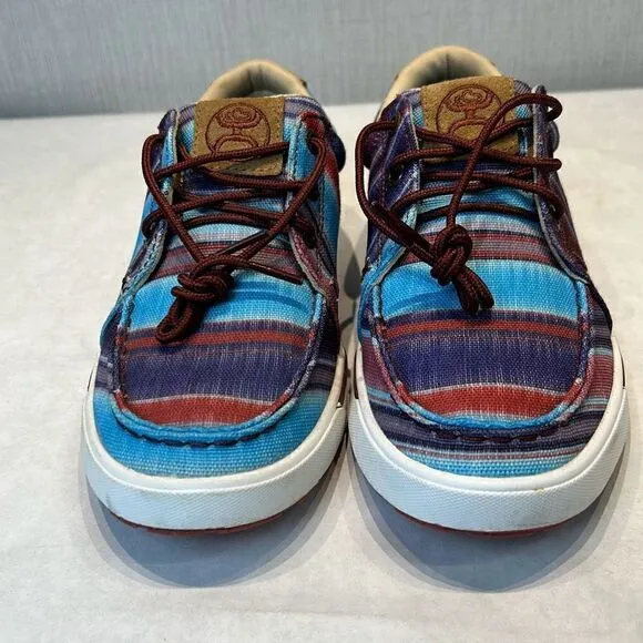 Twisted X Hooey Loper Shoes Sz 6 Blue Multi Slip On Lace Up Western Southwest
