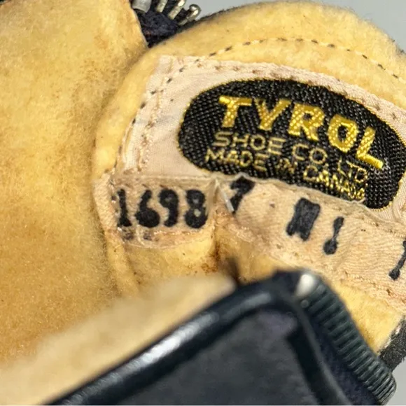 Tyrol Vintage RARE Women’s Size 7 Blue Suede Sherpa Lined Embroidered Flag Boots