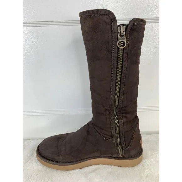 UGG Abree Tall Suede Boots Women’s Size 6 Espresso Brown 1009256