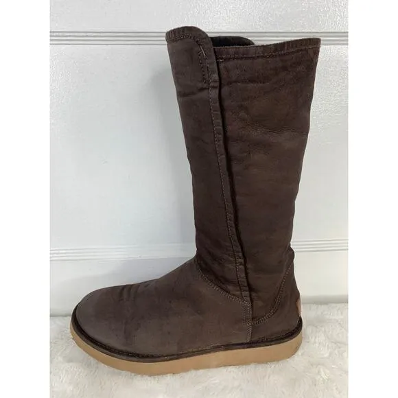 UGG Abree Tall Suede Boots Women’s Size 6 Espresso Brown 1009256