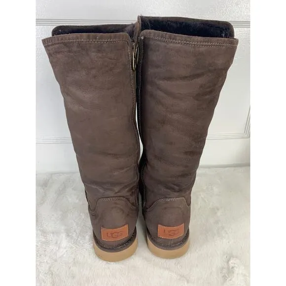 UGG Abree Tall Suede Boots Women’s Size 6 Espresso Brown 1009256
