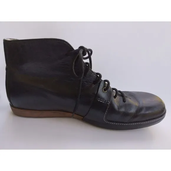 Ugg Australia Mens 5554 Black Leather Round Toe Lace Up Ankle Boots Size 14
