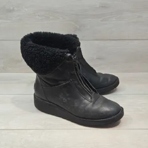 Ugg Australia Women's Ankle Leatger Black Shearling-Lined Boots Shoes Sz 7