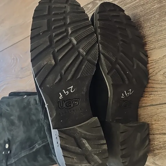 UGG ,Black,Winter, Boots, Rubber, Knee, Zipper, Cozy, Unisex, Warm, Leather