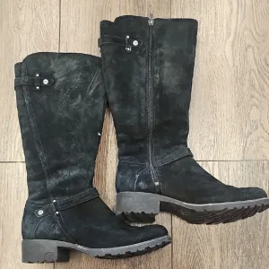 UGG ,Black,Winter, Boots, Rubber, Knee, Zipper, Cozy, Unisex, Warm, Leather