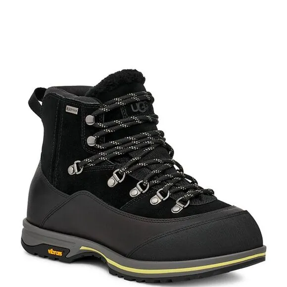 UGG Brecken Waterproof Black Leather &amp; Suede Lace-Up Boots Women's Size 9 *NEW*