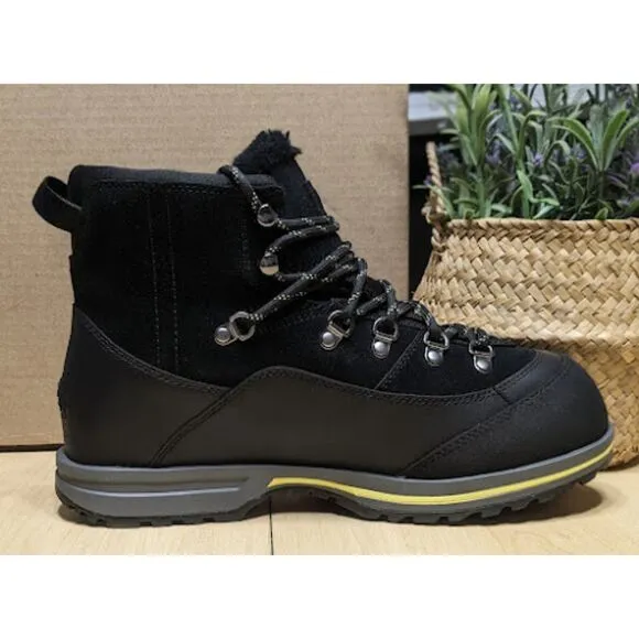 UGG Brecken Waterproof Black Leather &amp; Suede Lace-Up Boots Women's Size 9 *NEW*