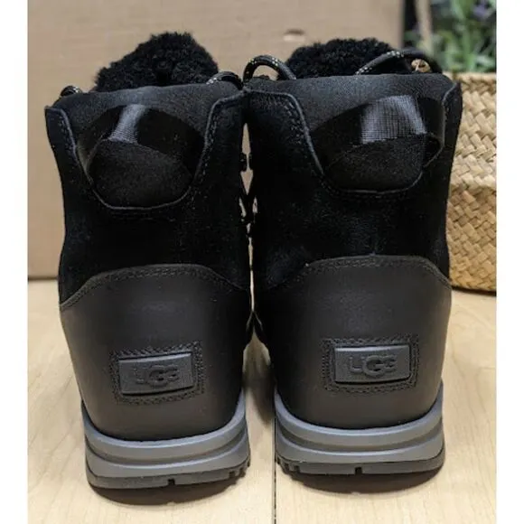 UGG Brecken Waterproof Black Leather &amp; Suede Lace-Up Boots Women's Size 9 *NEW*