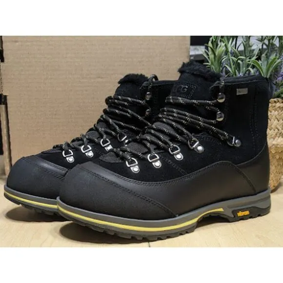 UGG Brecken Waterproof Black Leather &amp; Suede Lace-Up Boots Women's Size 9 *NEW*