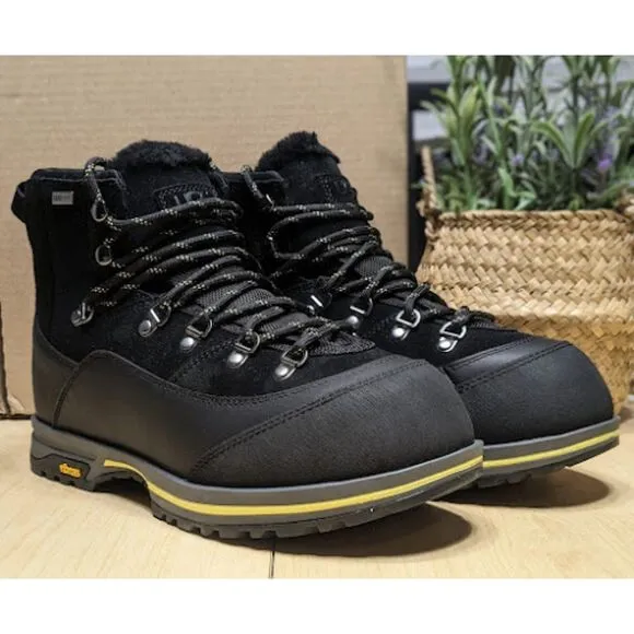 UGG Brecken Waterproof Black Leather &amp; Suede Lace-Up Boots Women's Size 9 *NEW*