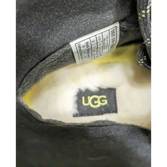 UGG Brecken Waterproof Black Leather &amp; Suede Lace-Up Boots Women's Size 9 *NEW*