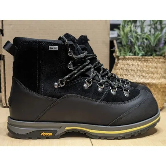 UGG Brecken Waterproof Black Leather &amp; Suede Lace-Up Boots Women's Size 9 *NEW*