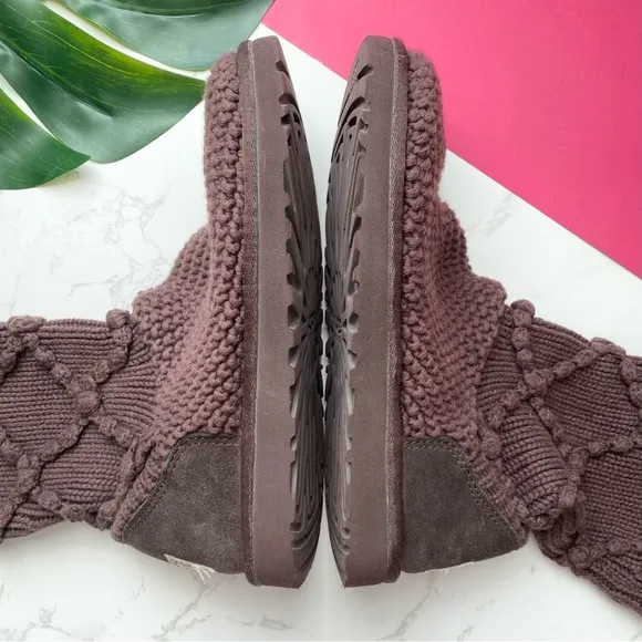 UGG Brown Argyle Sweater Knit Sock Boots 7