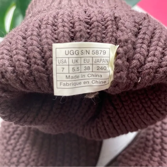 UGG Brown Argyle Sweater Knit Sock Boots 7