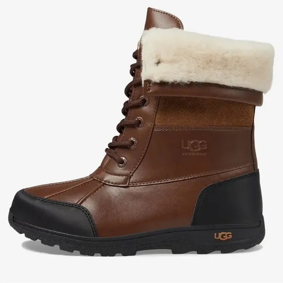 [UGG] Butte II CWR Brown Lace-Up Shearling Winter Snow Boots Unisex Youth Size 2