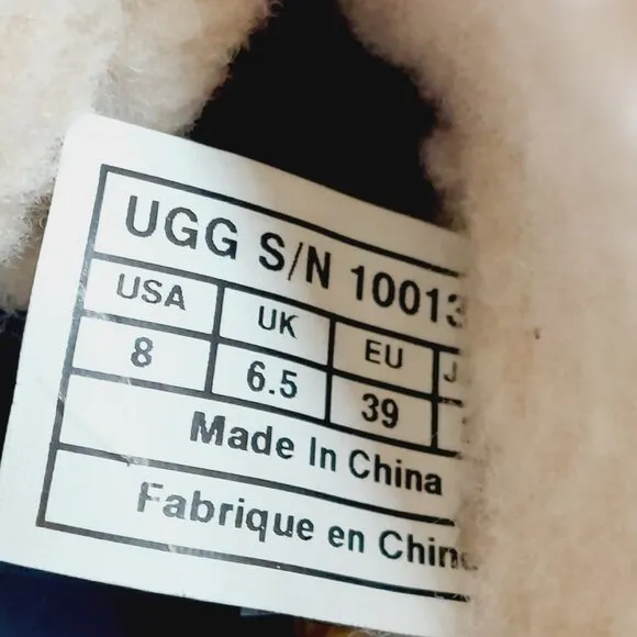 UGG Carnagie Black Leather Sheepskin 1001317 Studs Wedge Boots H568