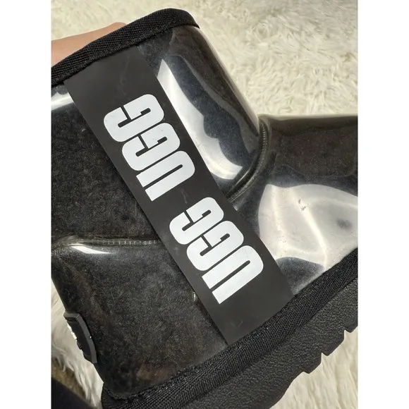 UGG Classic Clear Black Mini Waterproof Boots Ankle Women Sz 39 No Box