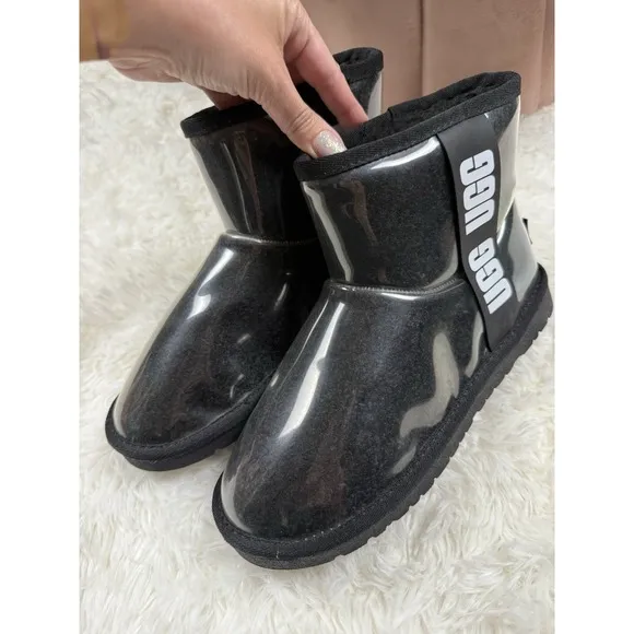 UGG Classic Clear Black Mini Waterproof Boots Ankle Women Sz 39 No Box