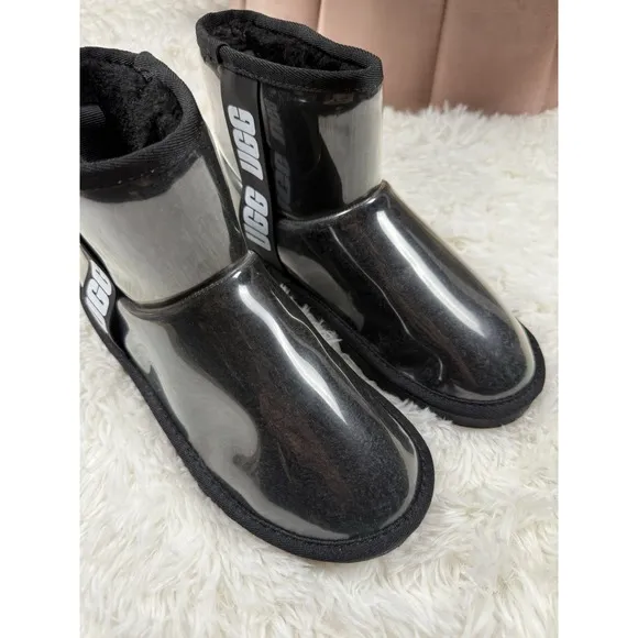 UGG Classic Clear Black Mini Waterproof Boots Ankle Women Sz 39 No Box