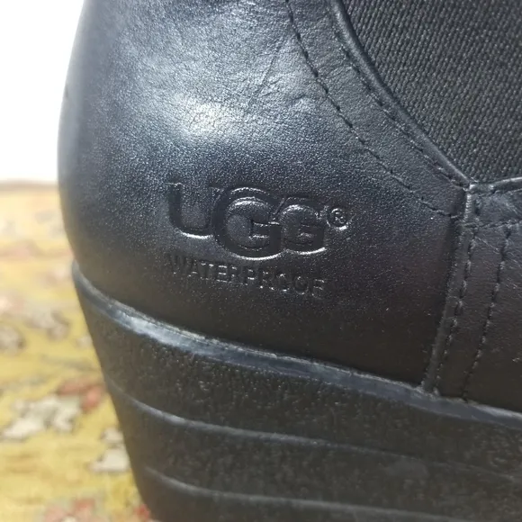 UGG Dupre waterproof black leather wedge chelsea ankle boots