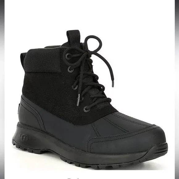 Ugg Emmett Duck Boots High Top Lace Up Black Mens Size 9, New in box