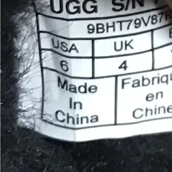 UGG FLUFF PUNK Boot black leather size 6