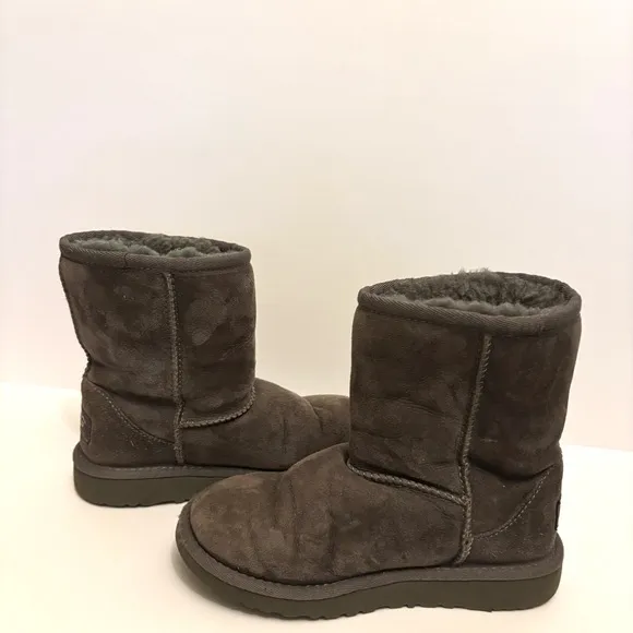 Ugg Girl's Winter Boots.  Size 1 Gray Suede  Sheepskin lined