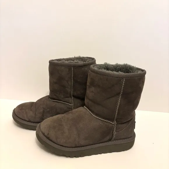 Ugg Girl's Winter Boots.  Size 1 Gray Suede  Sheepskin lined