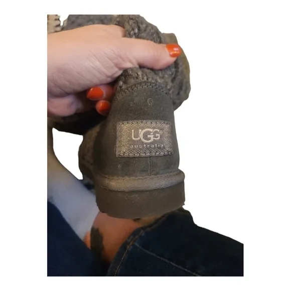 Ugg gray sweater lattice Cardy tall boots size 7