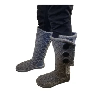 Ugg gray sweater lattice Cardy tall boots size 7