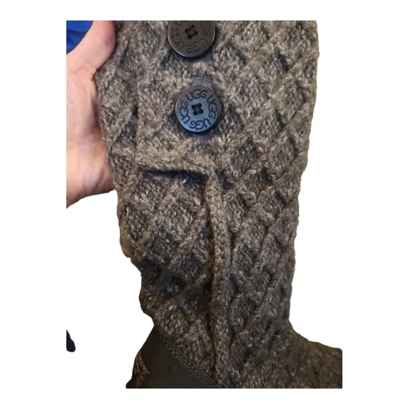 Ugg gray sweater lattice Cardy tall boots size 7