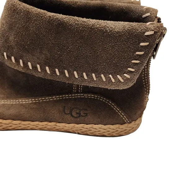 UGG Gray Varney Suede Espadrilles Moccasin Ankle Boots. Size 7