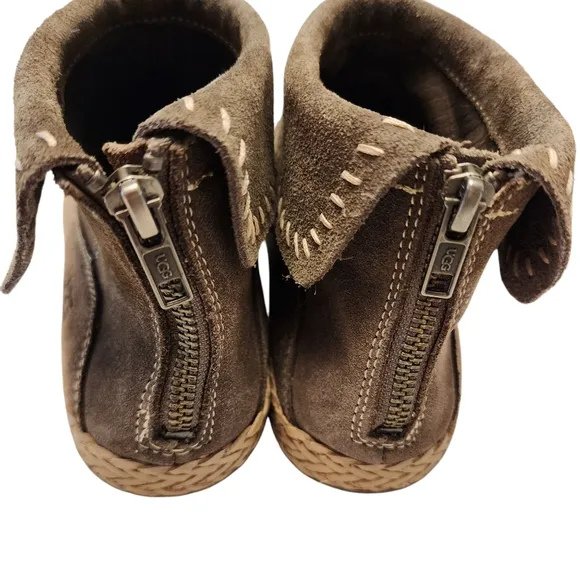 UGG Gray Varney Suede Espadrilles Moccasin Ankle Boots. Size 7