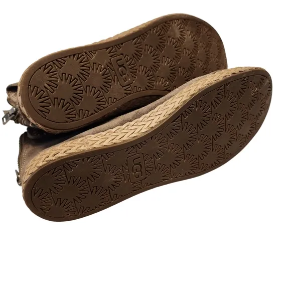 UGG Gray Varney Suede Espadrilles Moccasin Ankle Boots. Size 7