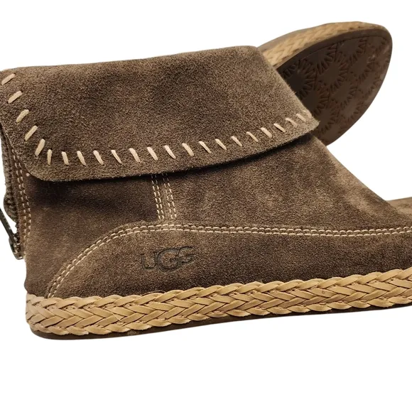 UGG Gray Varney Suede Espadrilles Moccasin Ankle Boots. Size 7