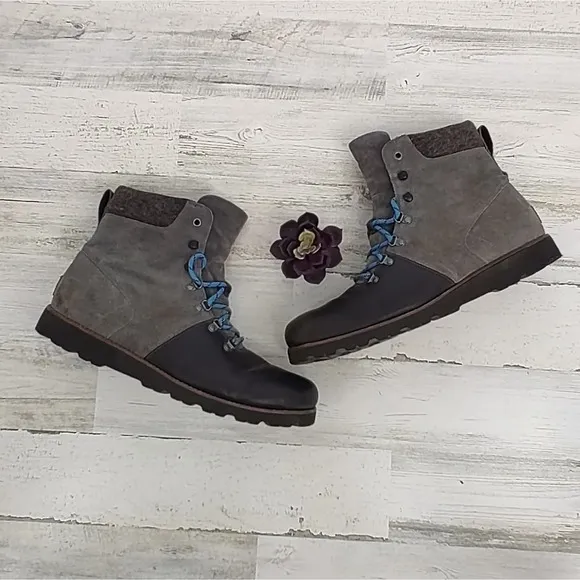 Ugg Halfdan Black/Grey Leather Waterproof Chukka Lace Up Winter Boots Size 13