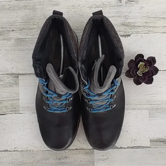 Ugg Halfdan Black/Grey Leather Waterproof Chukka Lace Up Winter Boots Size 13