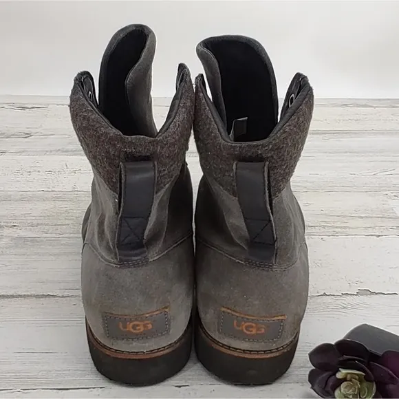 Ugg Halfdan Black/Grey Leather Waterproof Chukka Lace Up Winter Boots Size 13