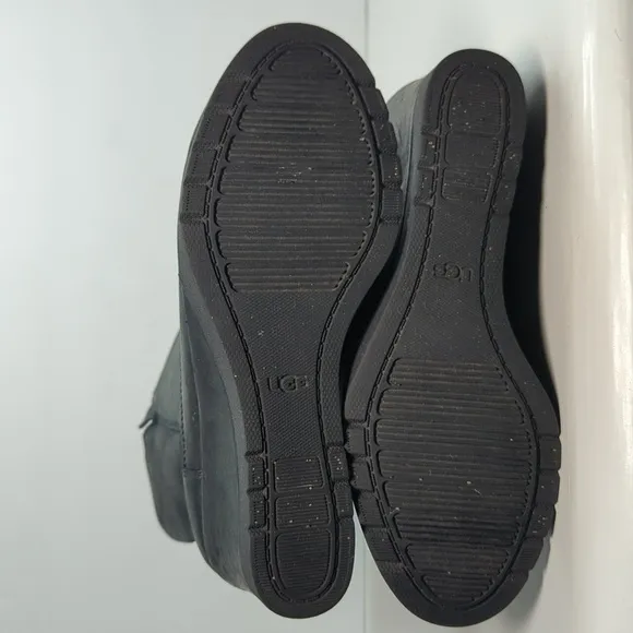 UGG Joely Black wedge mid calf Winter Wedge Boots womans size 6 EU 37