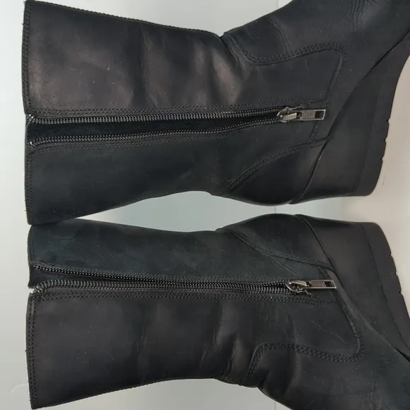 UGG Joely Black wedge mid calf Winter Wedge Boots womans size 6 EU 37