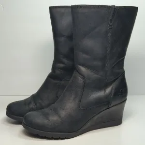 UGG Joely Black wedge mid calf Winter Wedge Boots womans size 6 EU 37