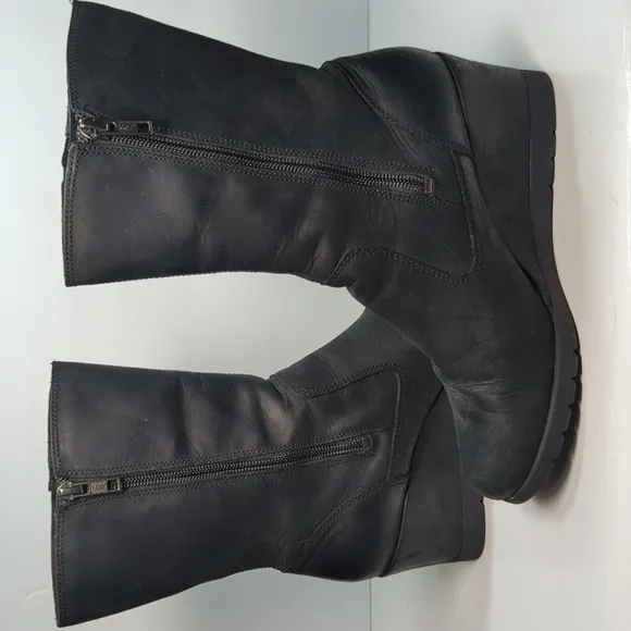 UGG Joely Black wedge mid calf Winter Wedge Boots womans size 6 EU 37