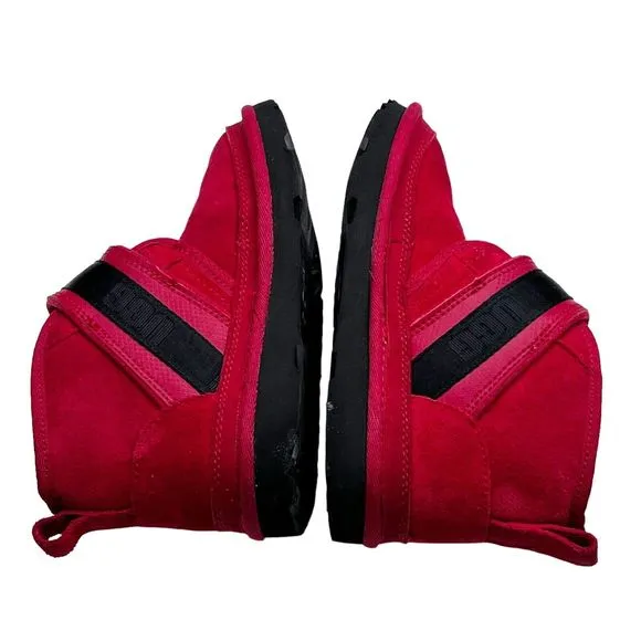 Ugg Kids Neumel Snapback Seude Ankle Boots Samba Red US Sz 12 Hook &amp; Loop