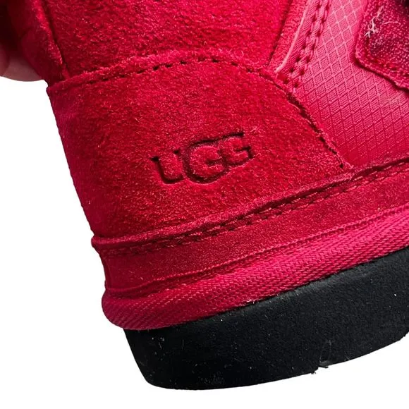 Ugg Kids Neumel Snapback Seude Ankle Boots Samba Red US Sz 12 Hook &amp; Loop