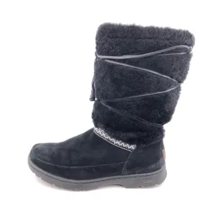UGG Maxie Black Leather Sheepskin Tall Winter Boots 8